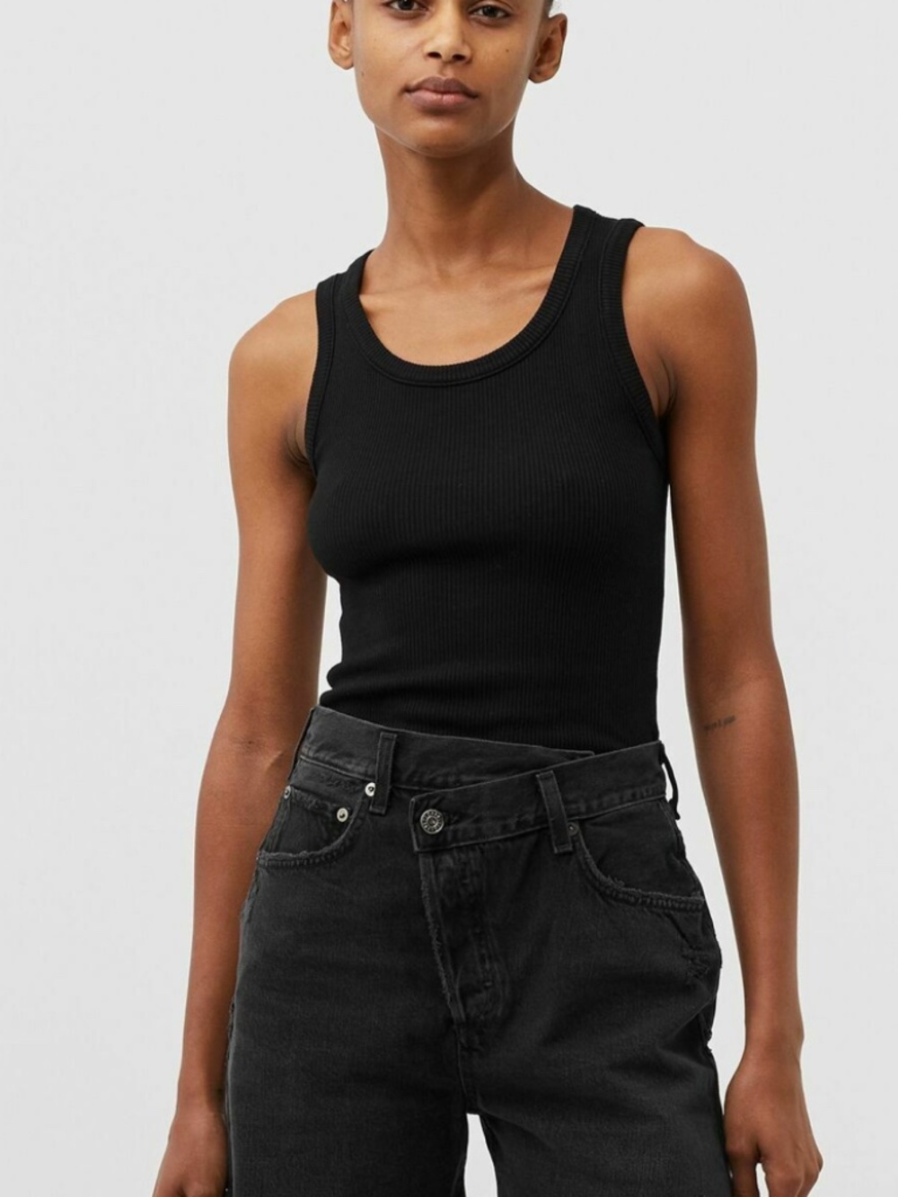 AGOLDE "Poppy" Scoop Neck Black Tank Top